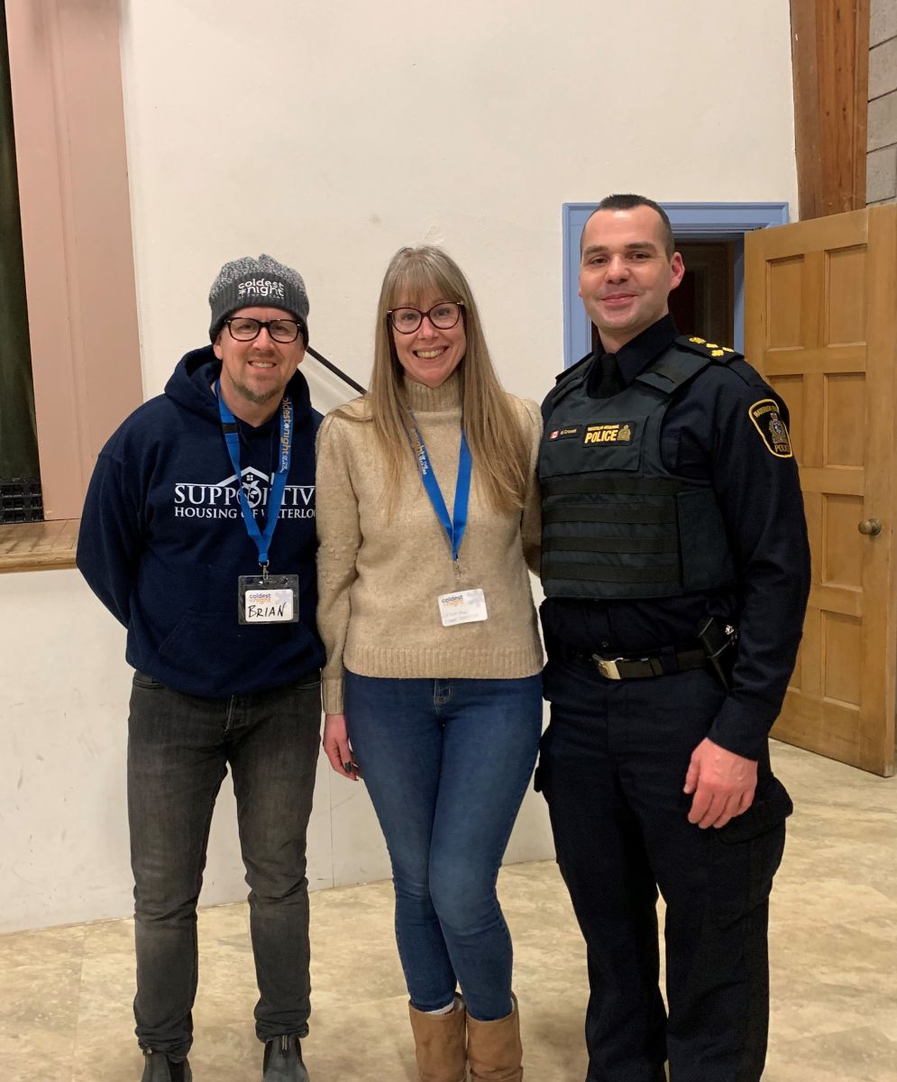  Chief Mark Crowell (Right) poses with SHOW's Executive Director, Brian Paul (Left) and Donor Engagement Coordinator, Leigh-Ann Christian (Centre). 