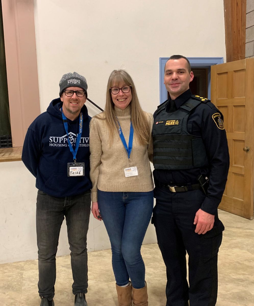 Chief Mark Crowell (Right) poses with SHOW's Executive Director, Brian Paul (Left) and Donor Engagement Coordinator, Leigh-Ann Christian (Centre).